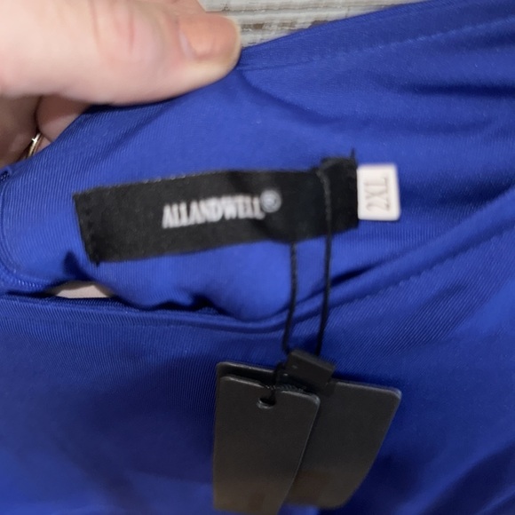 NWT allandwell royal blue short sleeve midi length dress with tie zipper size 2x - Picture 4 of 7